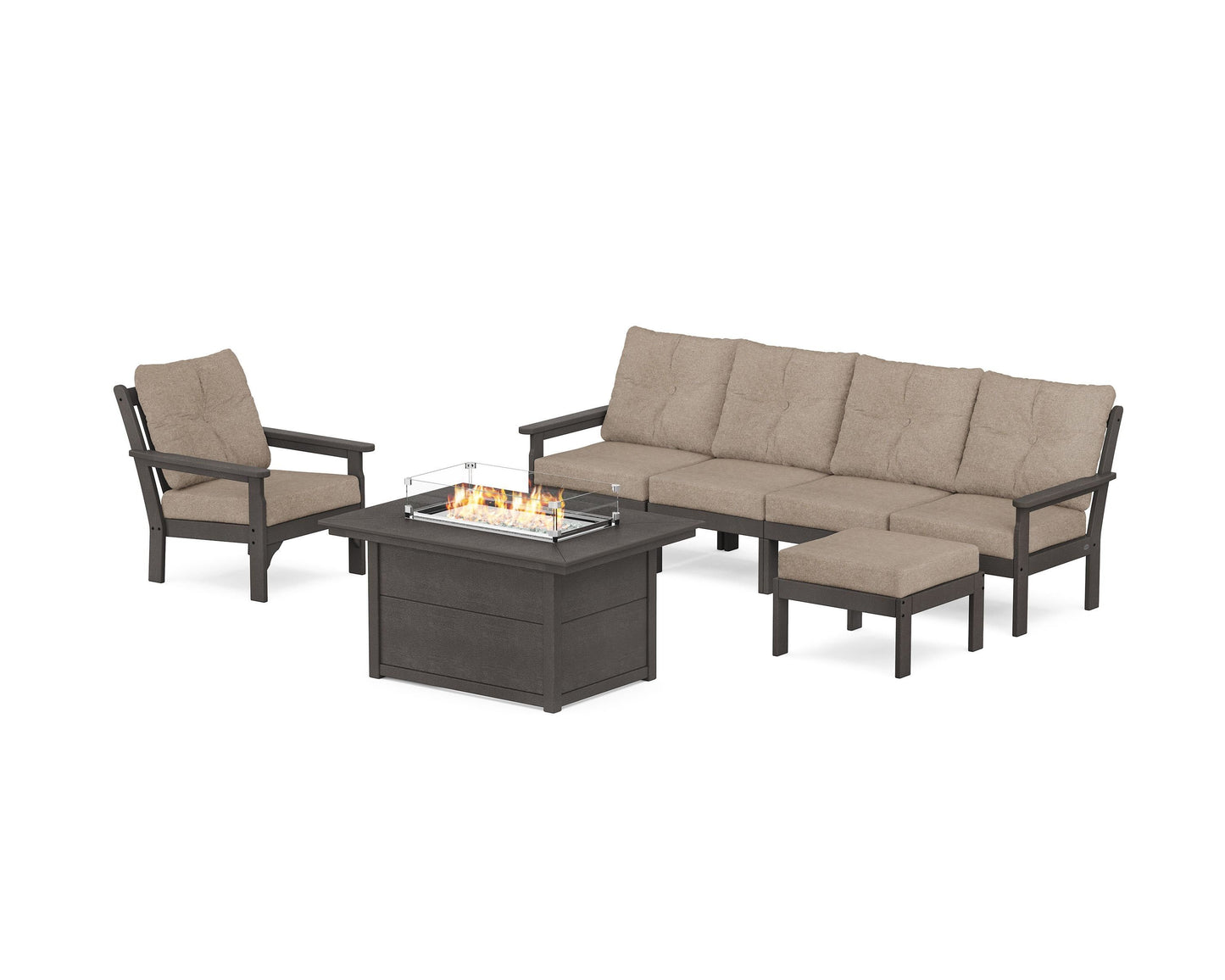 Vineyard Sectional Lounge and Fire Pit Set