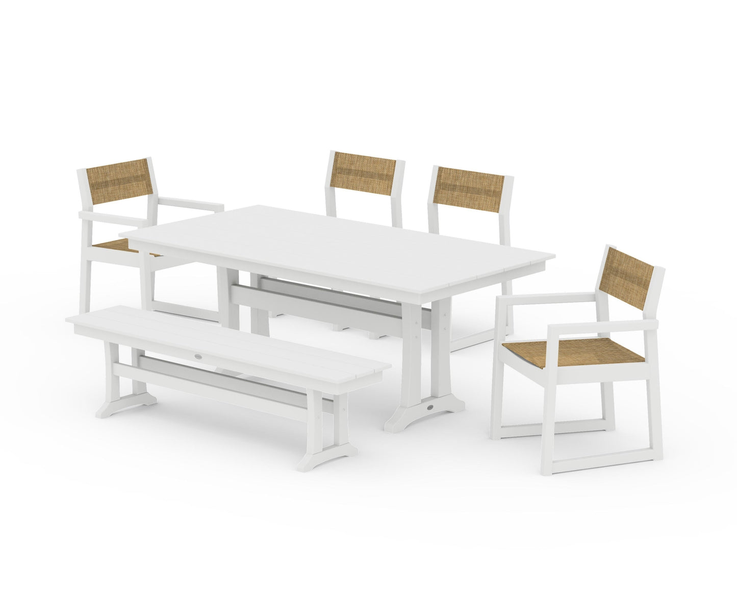 EDGE Sling 6-Piece Farmhouse Dining Set With Trestle Legs