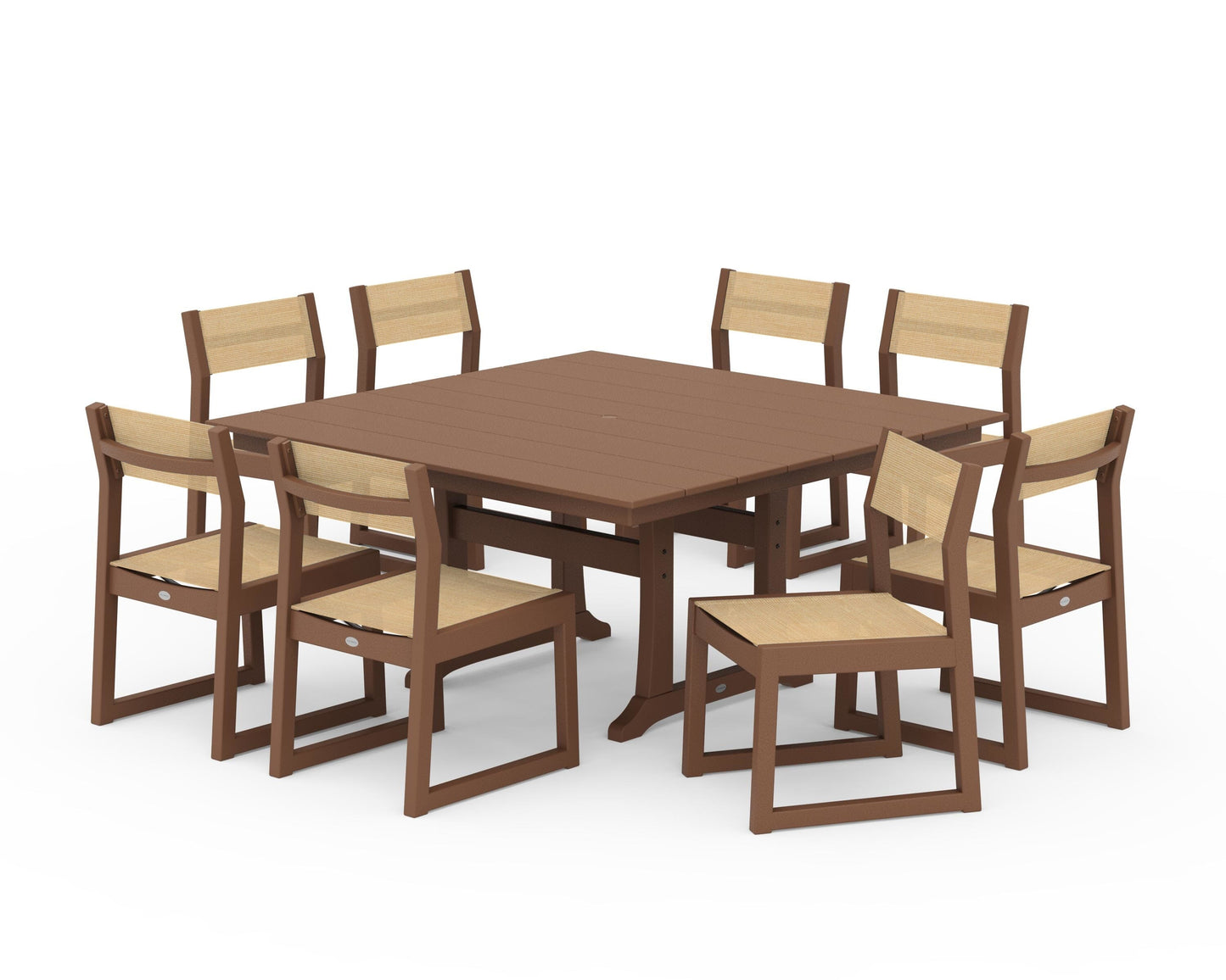 EDGE Sling Side Chair 9-Piece Farmhouse Trestle Dining Set