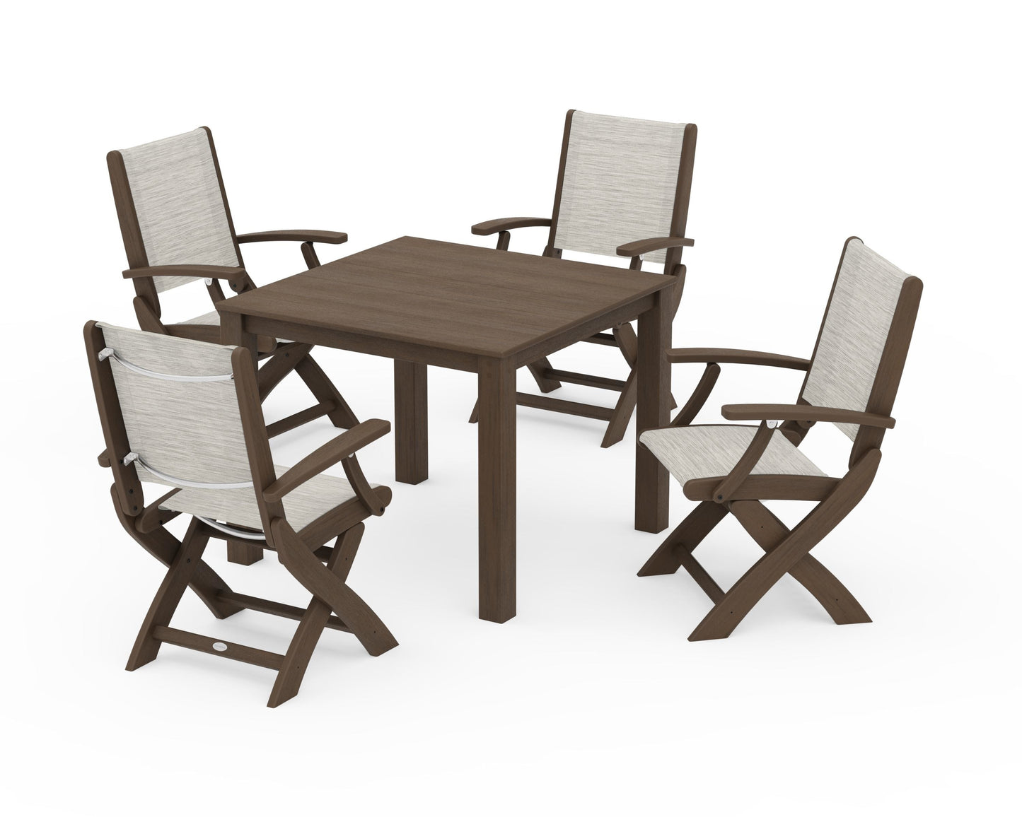 Coastal Folding Chair 5-Piece Parsons Dining Set