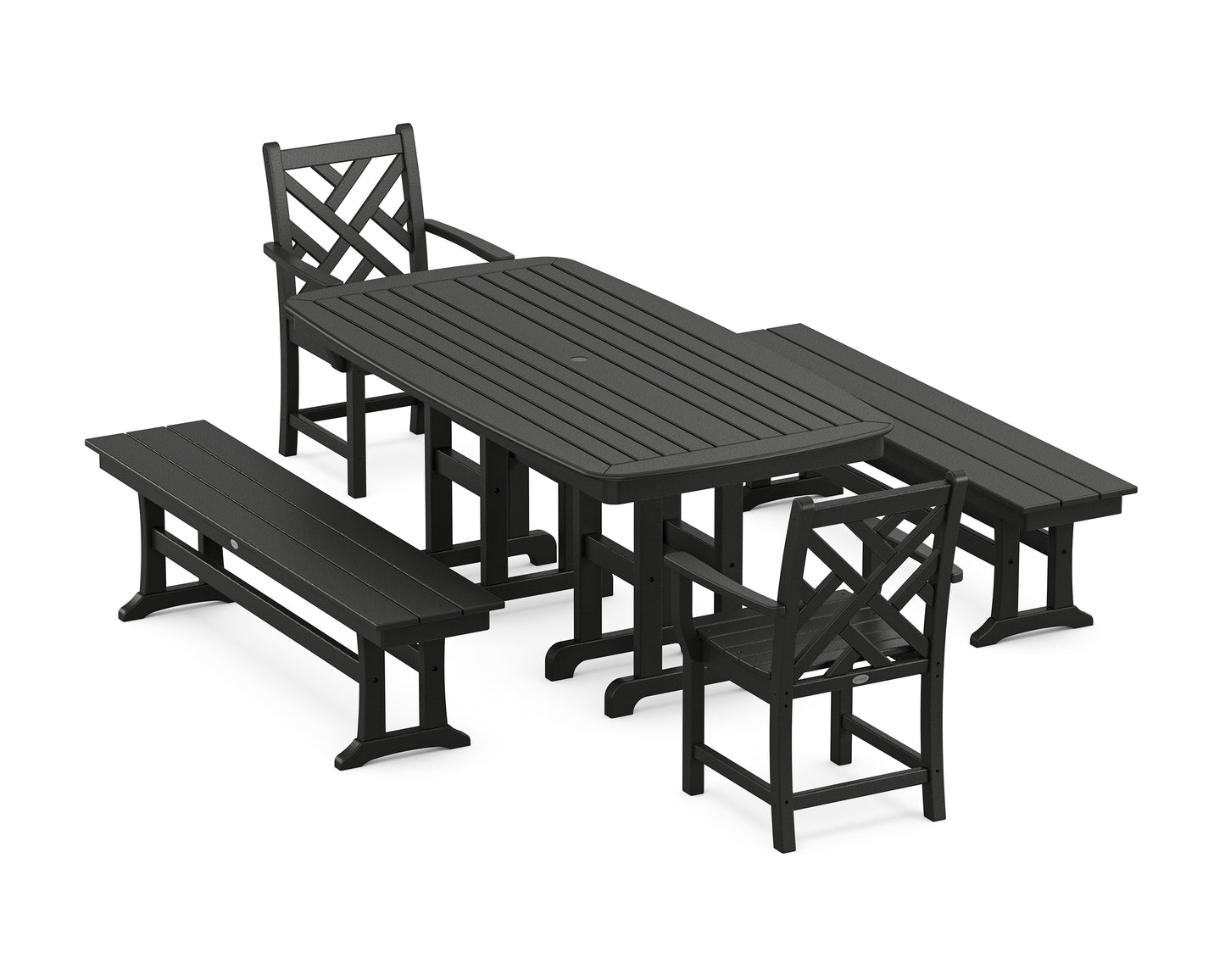 Chippendale 5-Piece Dining Set with Benches