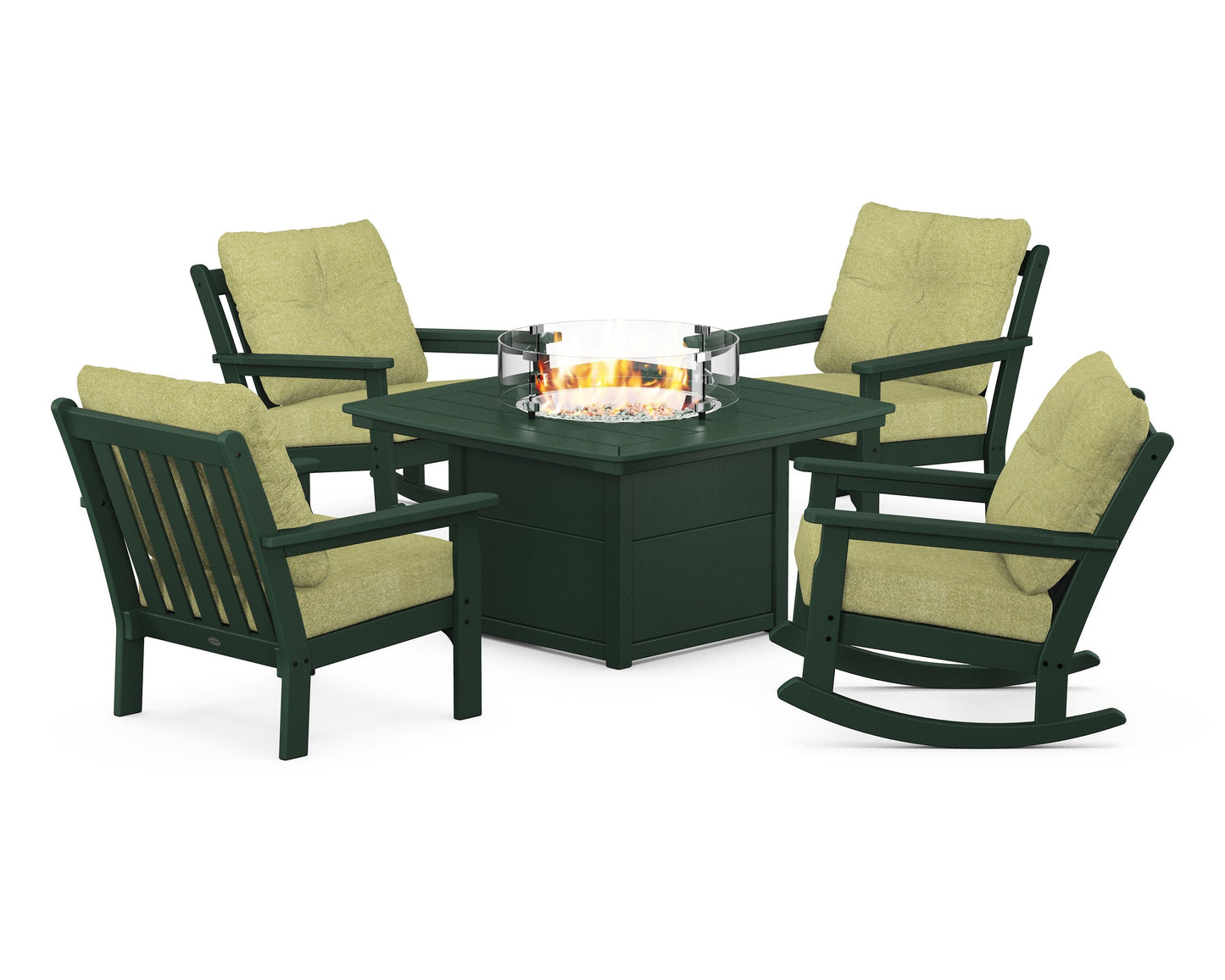 Vineyard 5-Piece Deep Seating Rocking Chair Conversation Set with Fire Pit Table