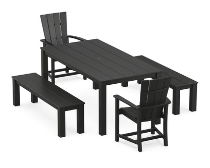 Quattro 5-Piece Parsons Dining Set with Benches