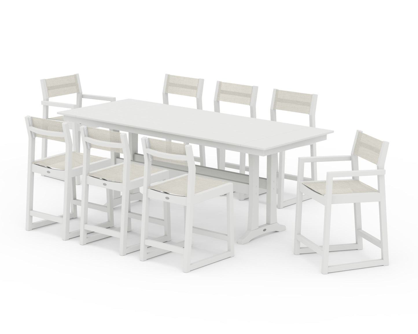 EDGE Sling 9-Piece Farmhouse Counter Set with Trestle Legs