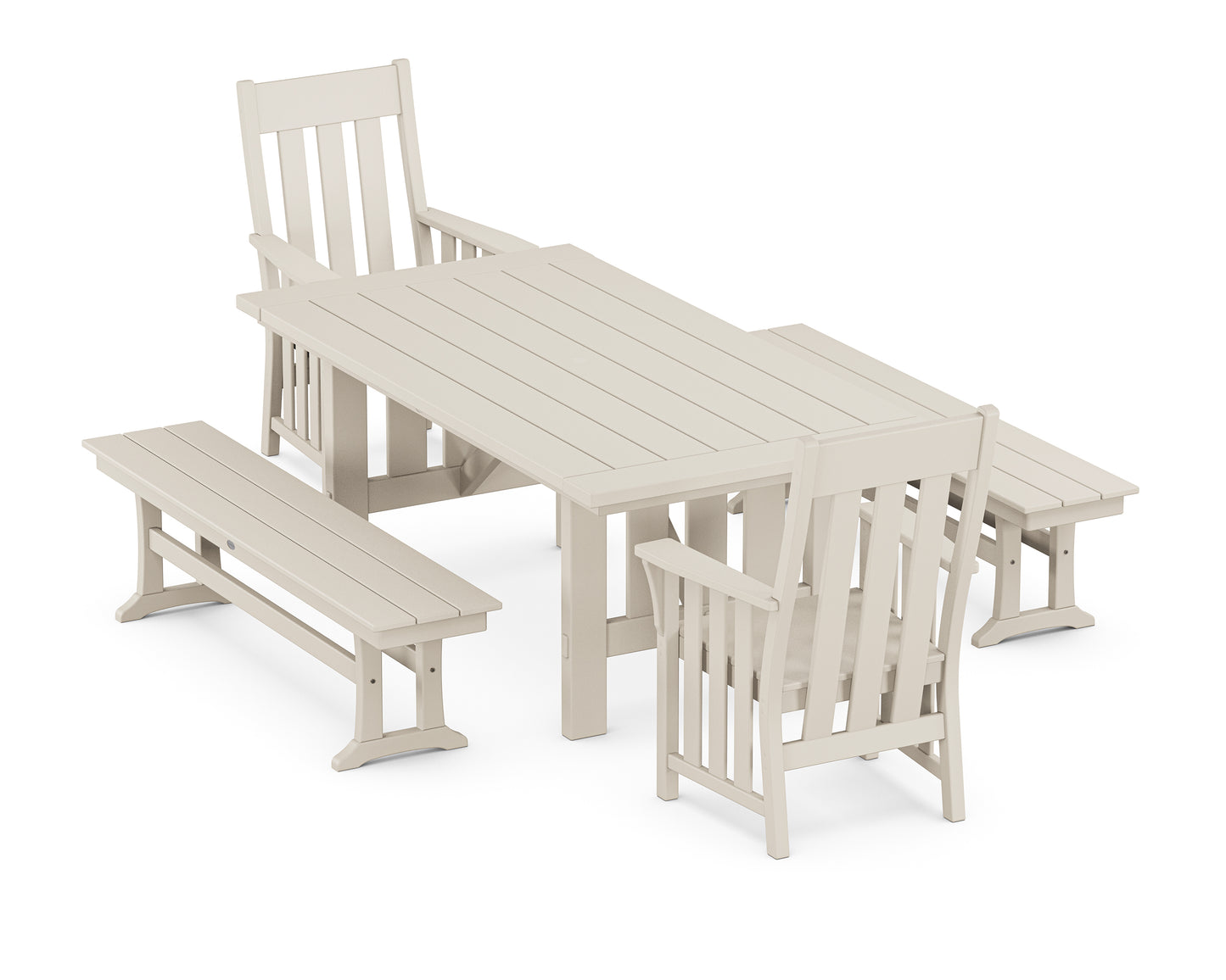 Acadia 5-Piece Dining Set with Benches