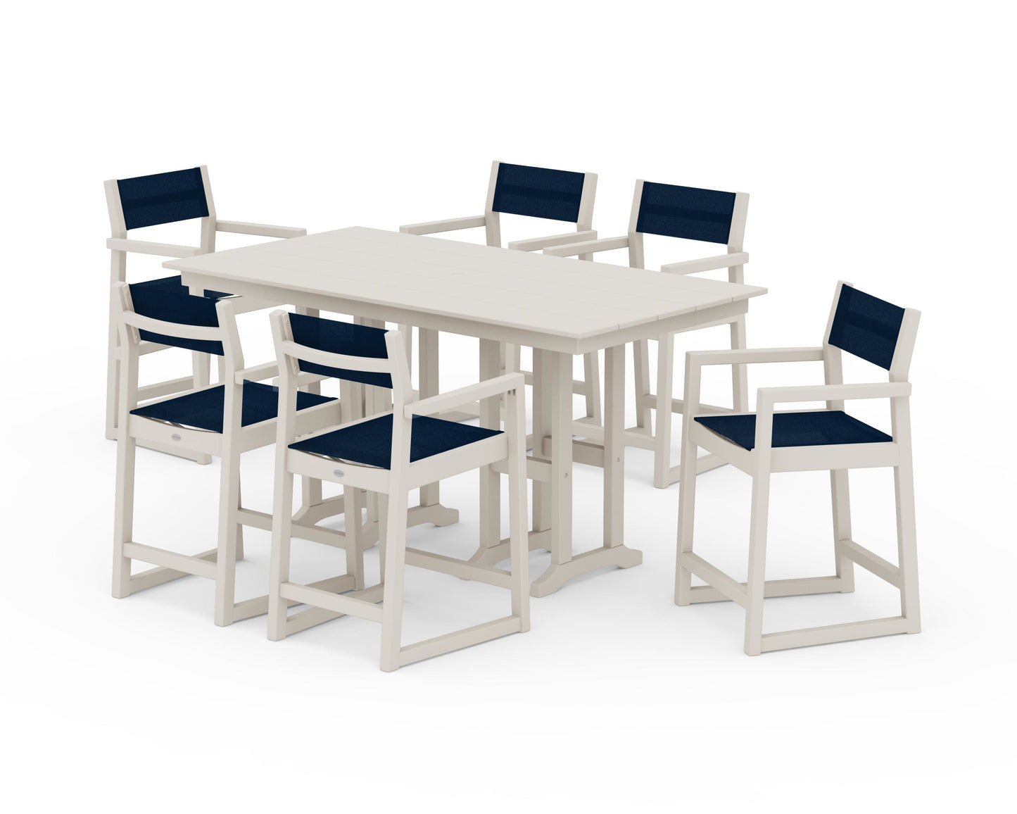 EDGE Sling Arm Chair 7-Piece Farmhouse Counter Set