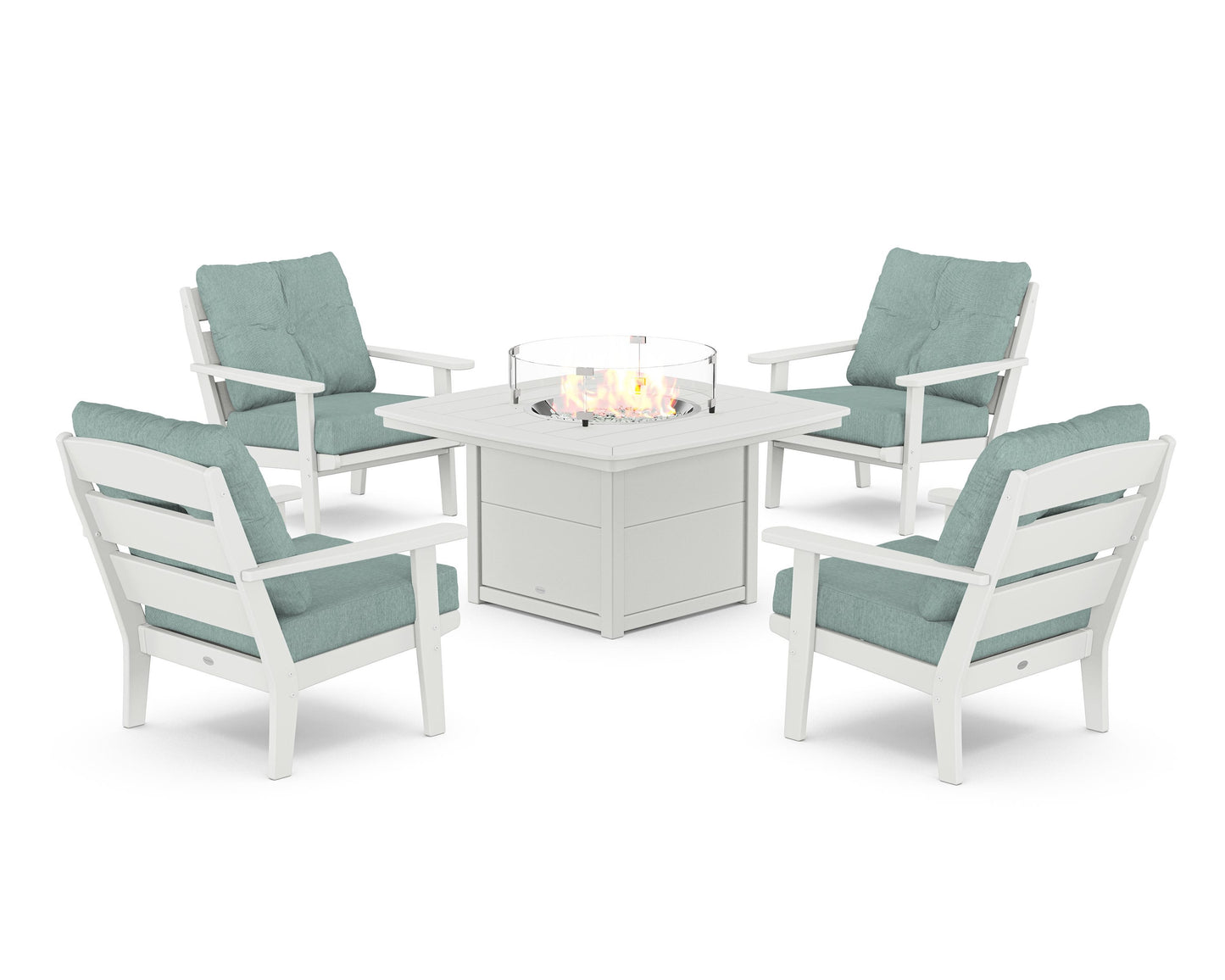Lakeside 5-Piece Deep Seating Set with Nautical Fire Pit Table