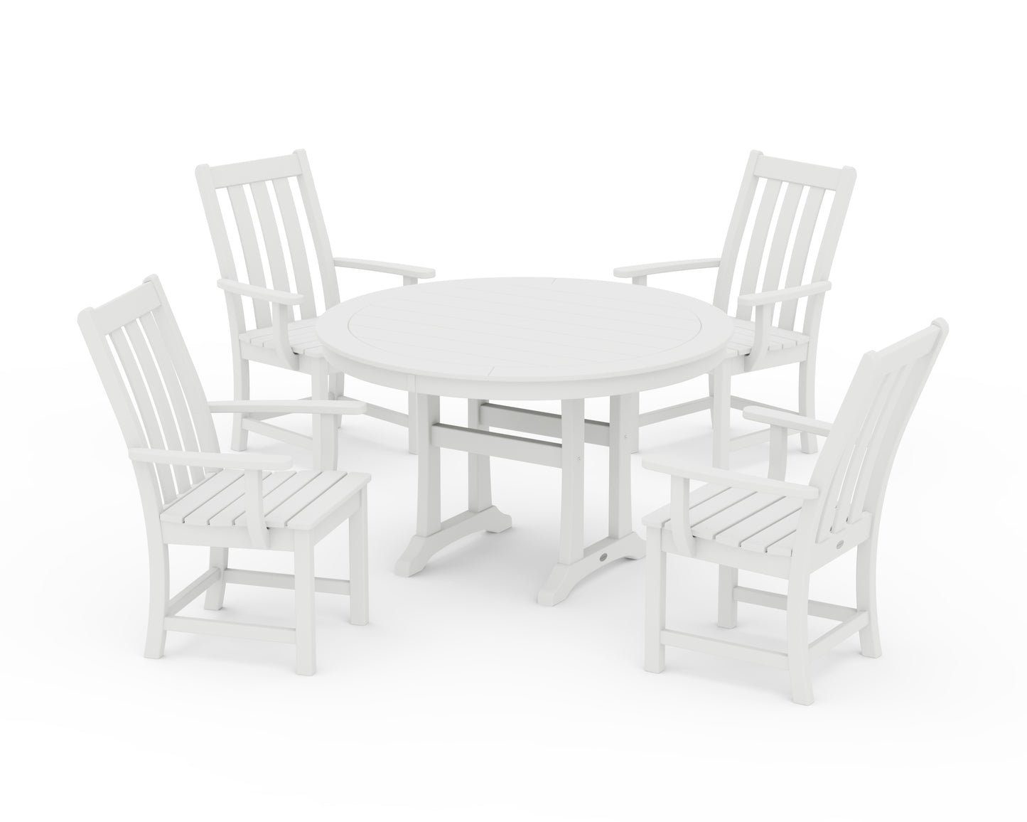 Vineyard 5-Piece Round Dining Set with Trestle Legs