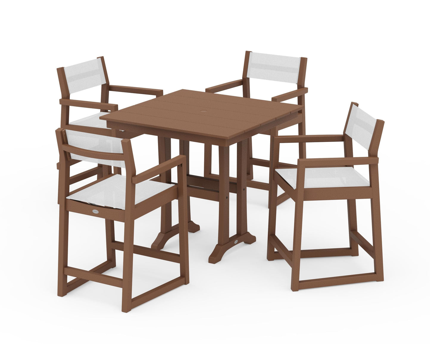 EDGE Sling Arm Chair 5-Piece Farmhouse Counter Set with Trestle Legs