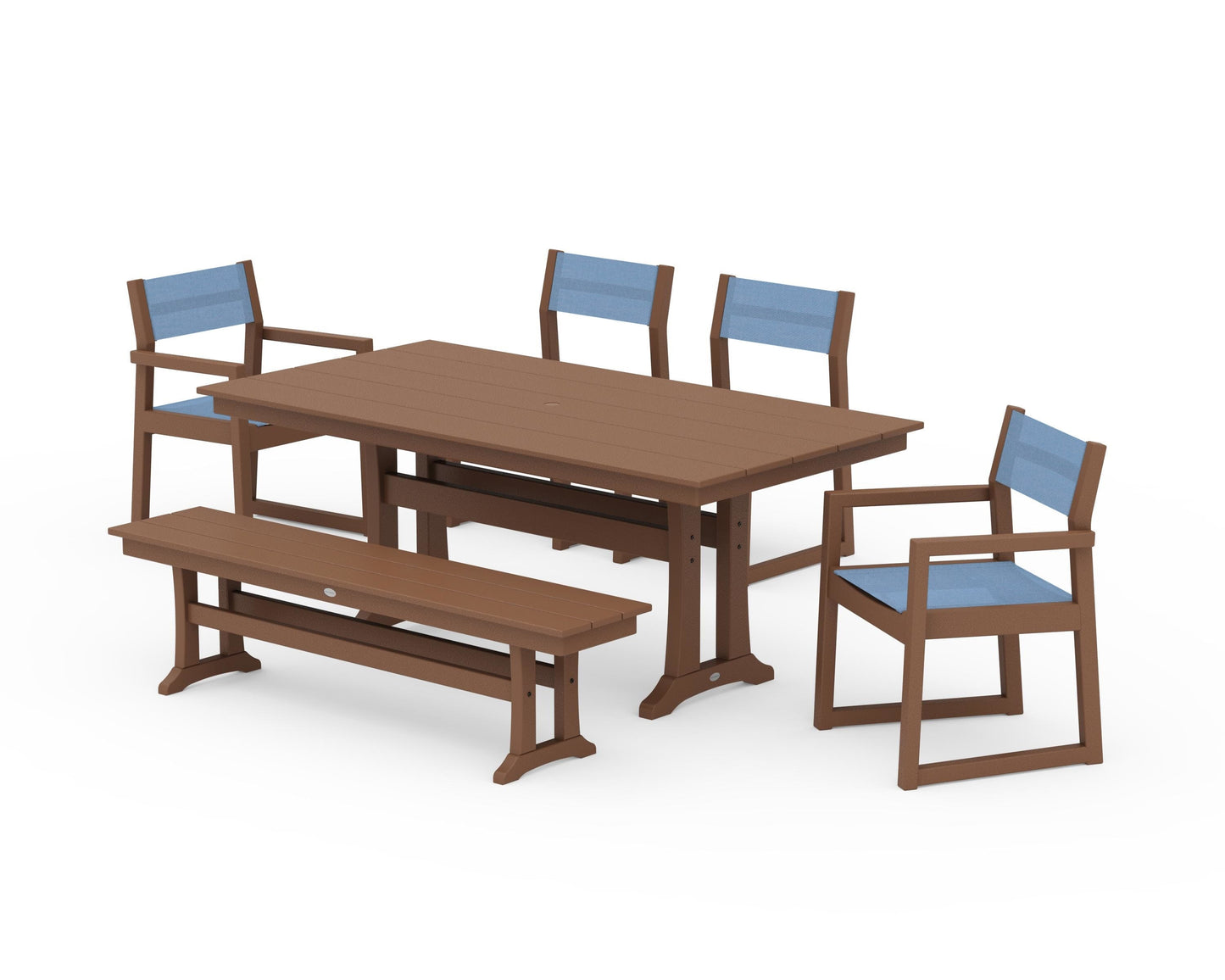 EDGE Sling 6-Piece Farmhouse Dining Set With Trestle Legs