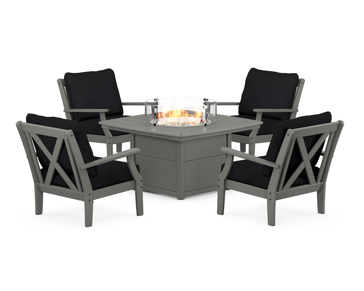 Braxton 5-Piece Deep Seating Conversation Set with Fire Pit Table