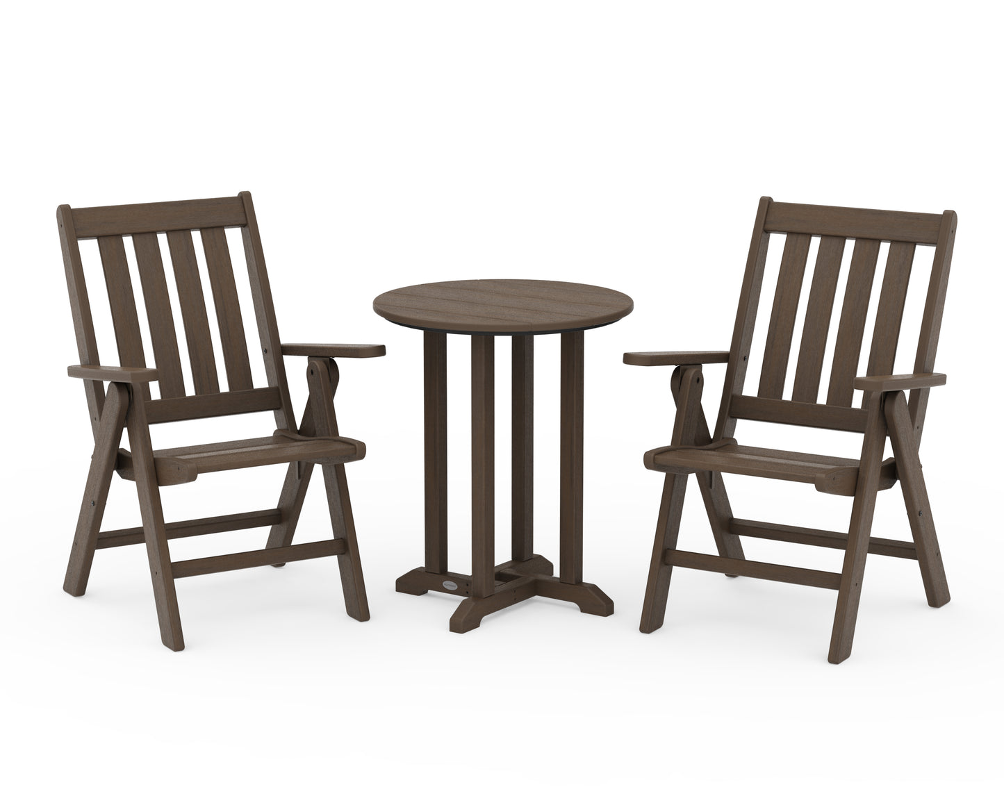 Vineyard Folding Chair 3-Piece Round Bistro Dining Set