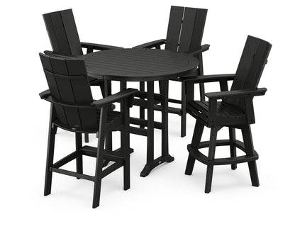Modern Adirondack 5-Piece Nautical Trestle Round Bar Set with Swivels