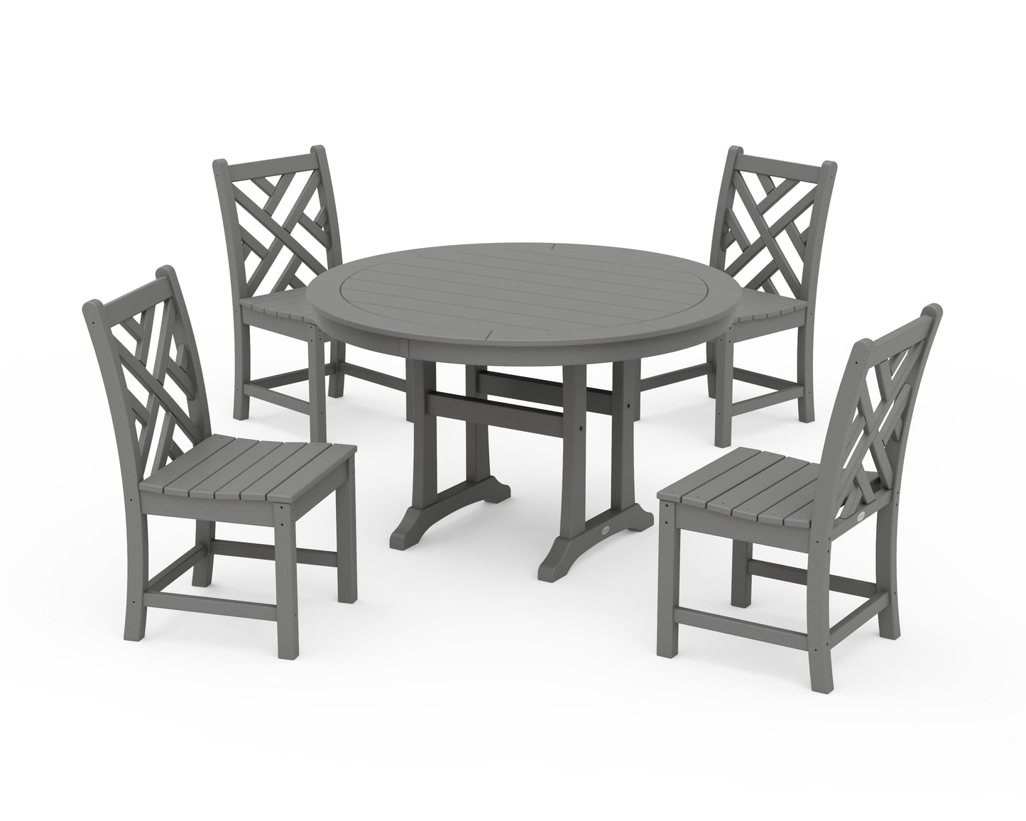 Chippendale Side Chair 5-Piece Round Dining Set With Trestle Legs