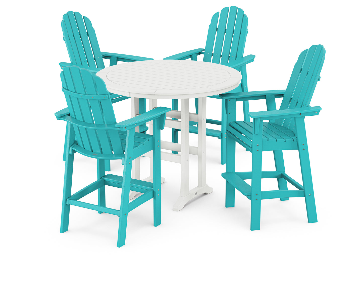 Vineyard Curveback Adirondack 5-Piece Nautical Trestle Bar Set