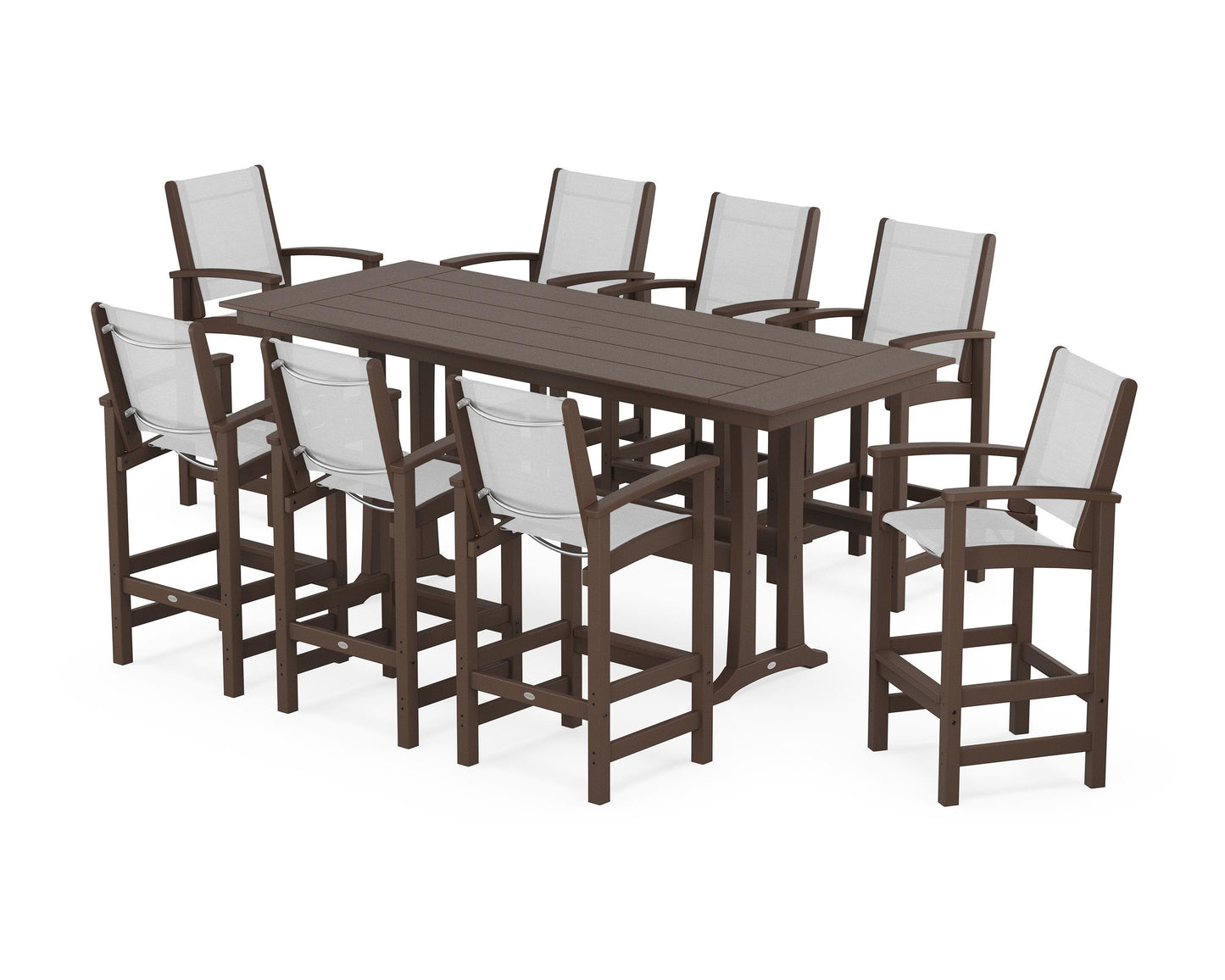 Coastal 9-Piece Farmhouse Bar Set with Trestle Legs