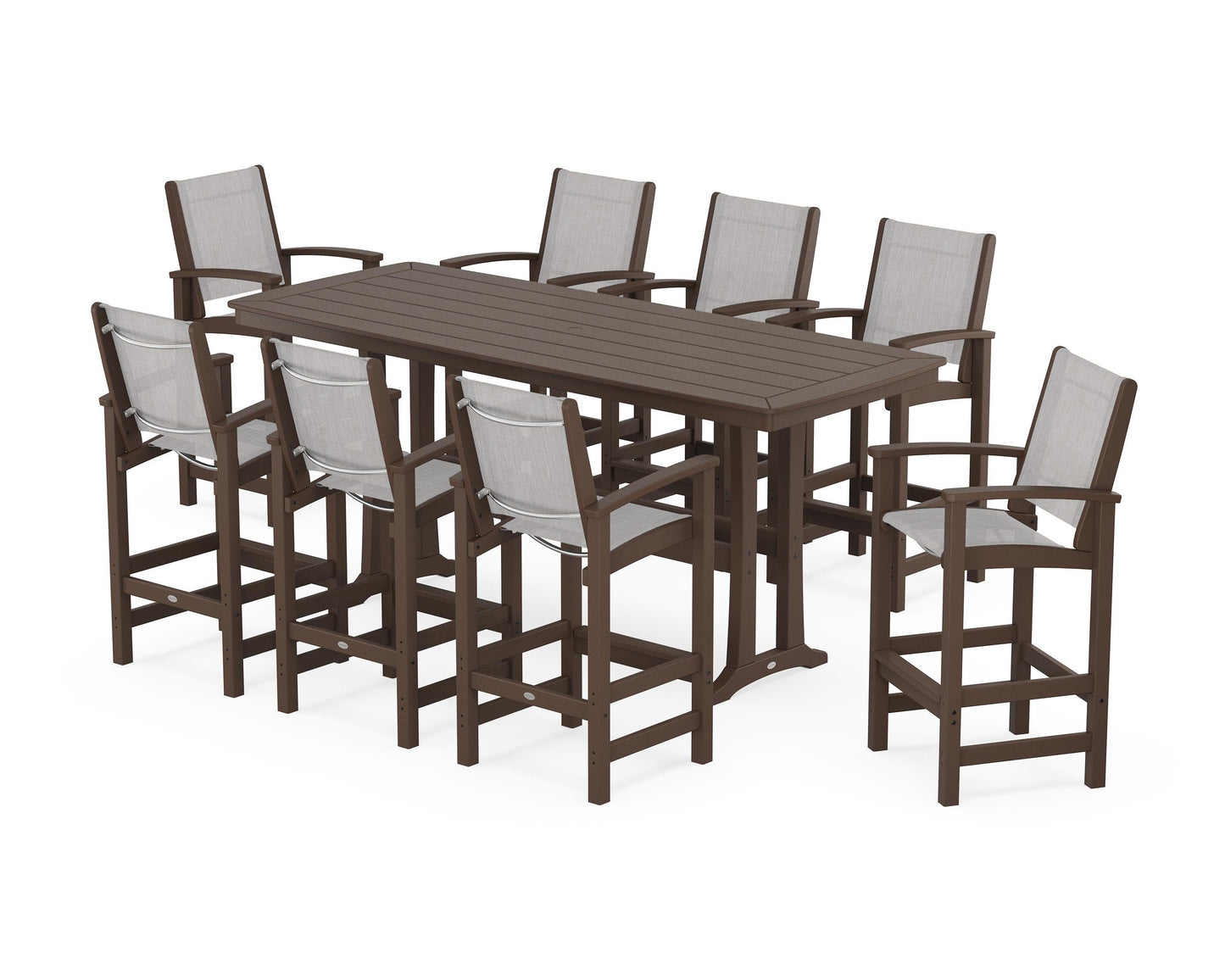 Coastal 9-Piece Bar Set with Trestle Legs