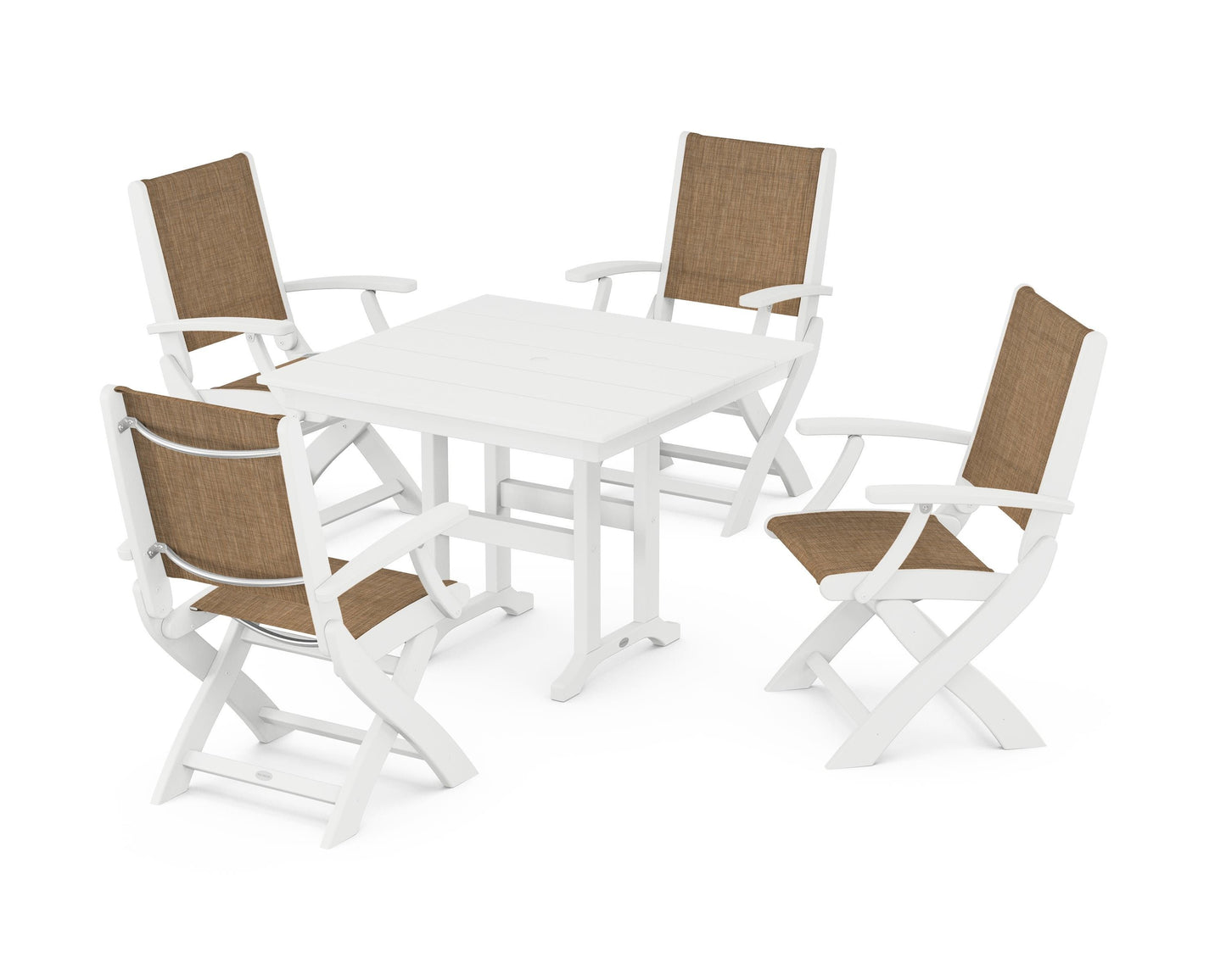 Coastal Folding Chair 5-Piece Farmhouse Dining Set