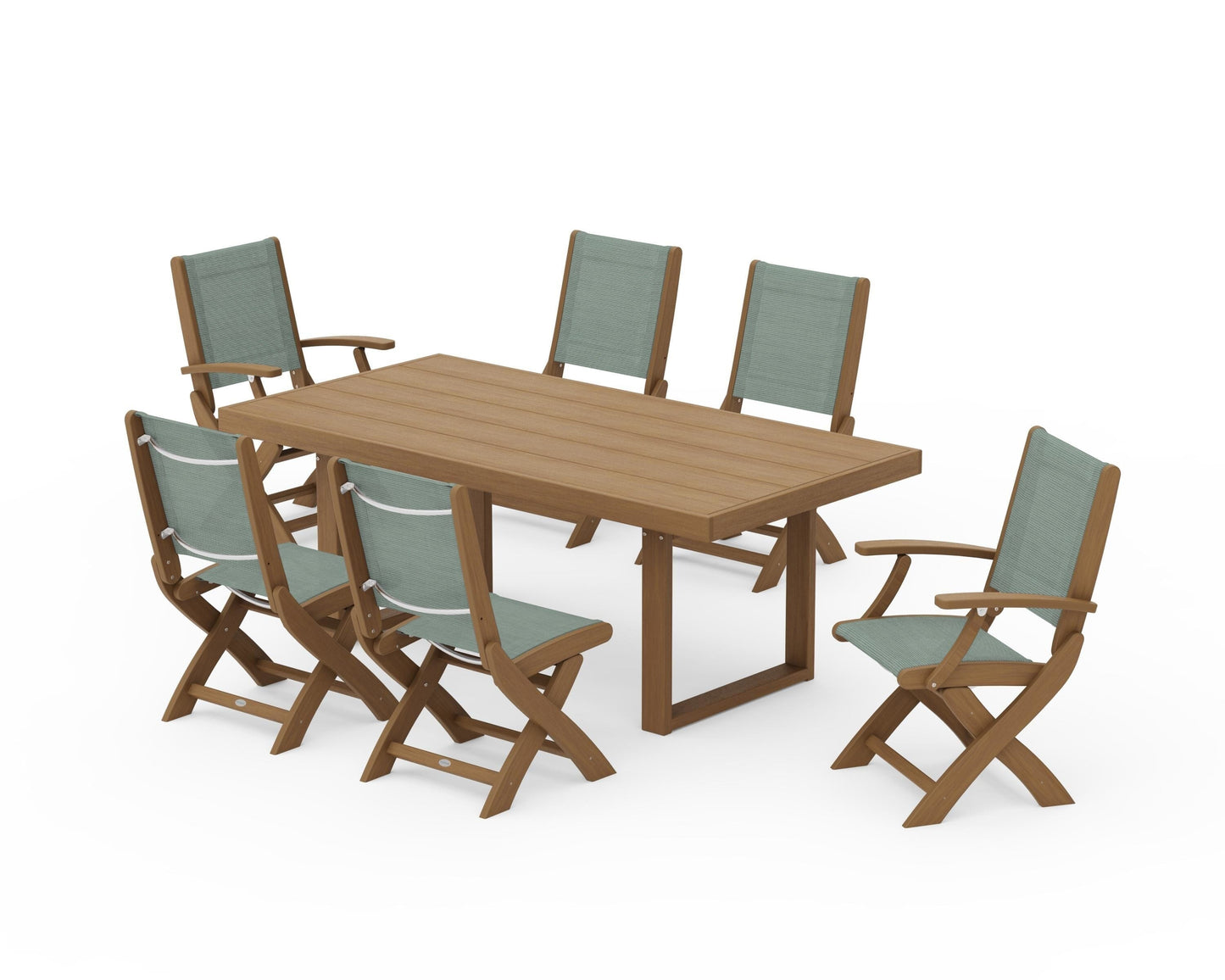 Coastal Folding Chair 7-Piece Dining Set with Trestle Legs