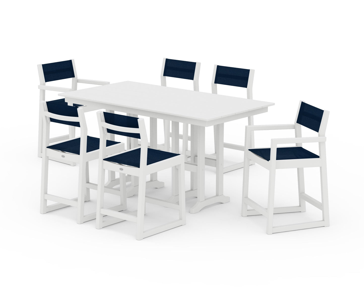 EDGE Sling 7-Piece Farmhouse Counter Set with Trestle Legs