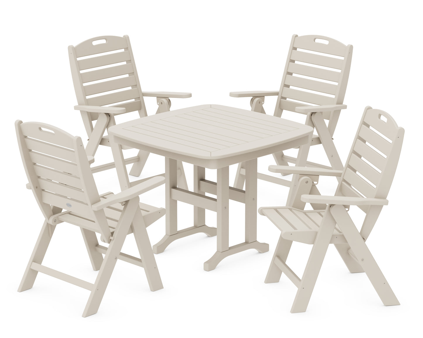 Nautical Folding Highback Chair 5-Piece Dining Set