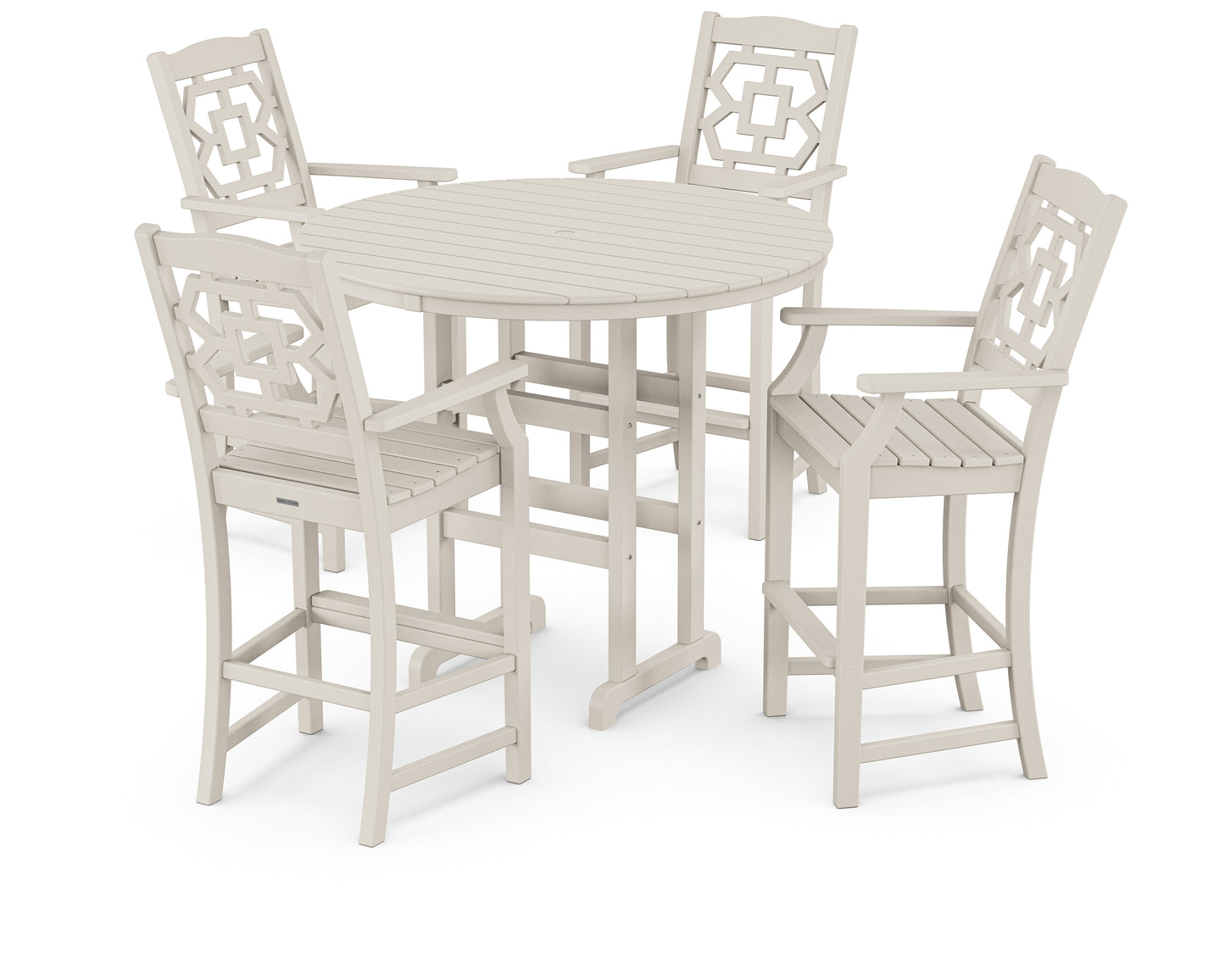 Chinoiserie 5-Piece Round Farmhouse Bar Set