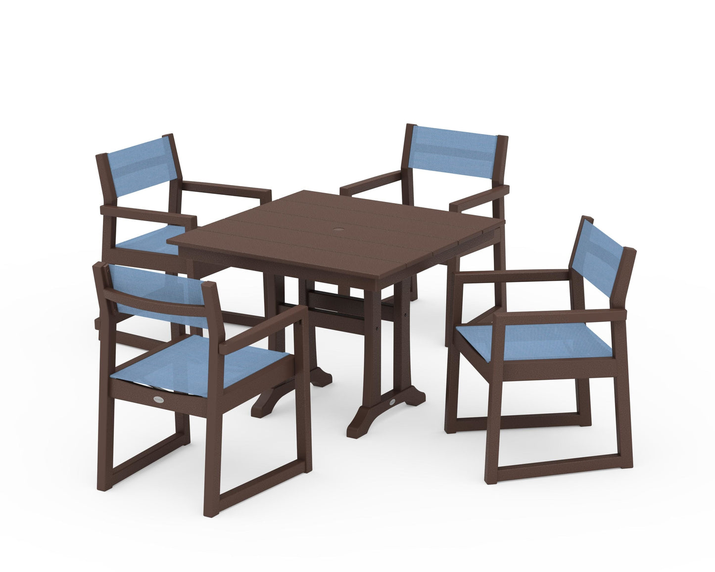 EDGE Sling 5-Piece Farmhouse Dining Set with Trestle Legs