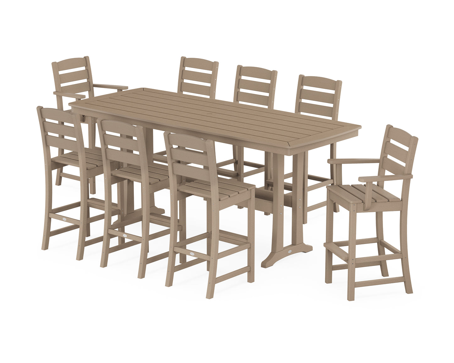 Lakeside 9-Piece Bar Set with Trestle Legs