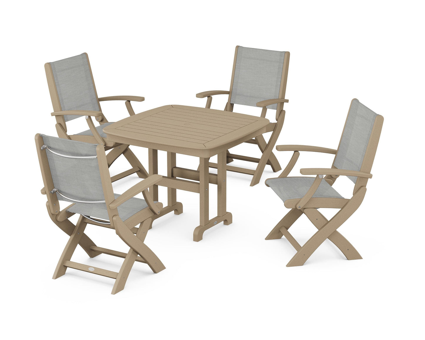Coastal Folding Chair 5-Piece Dining Set