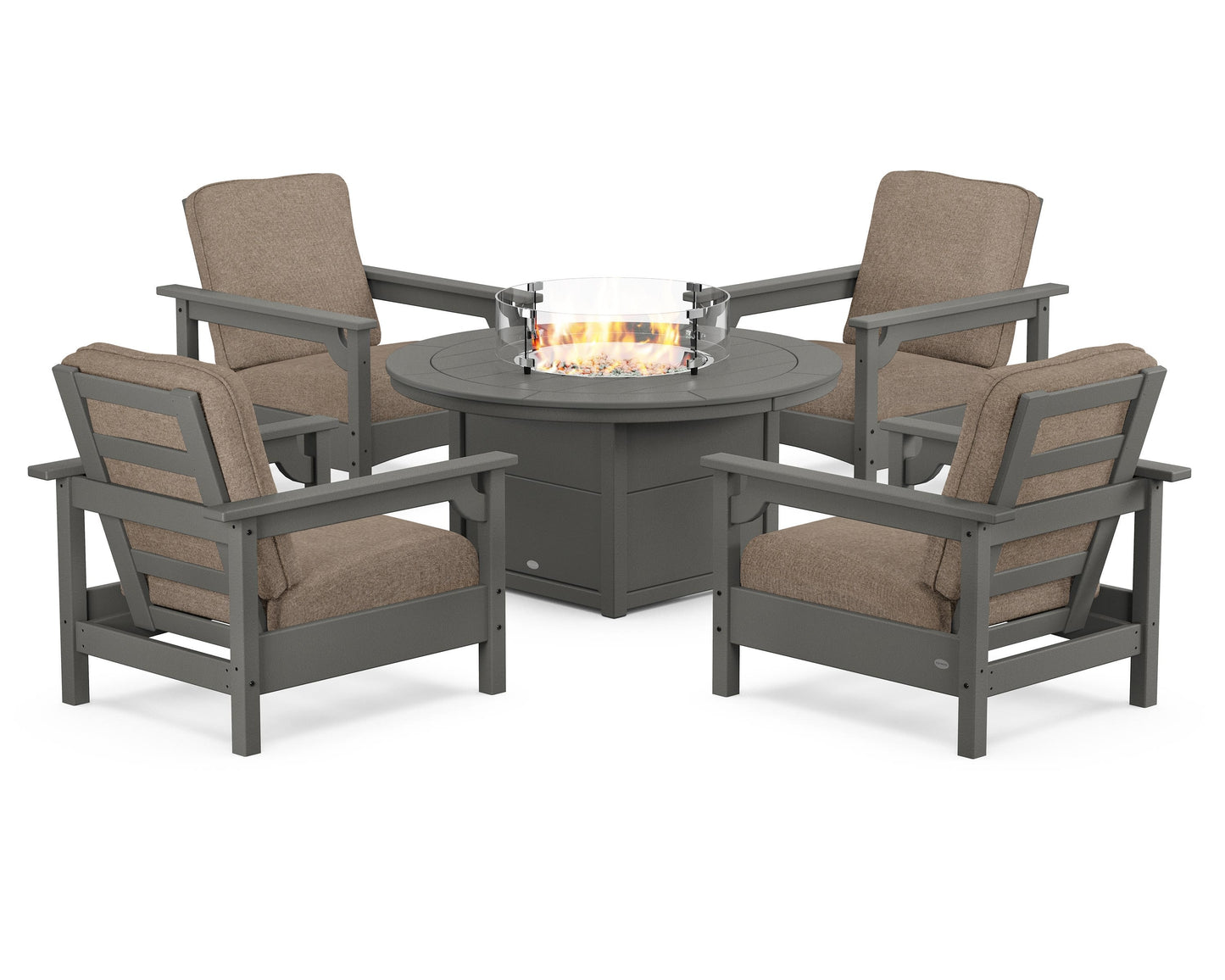Club 5-Piece Conversation Set with Fire Pit Table