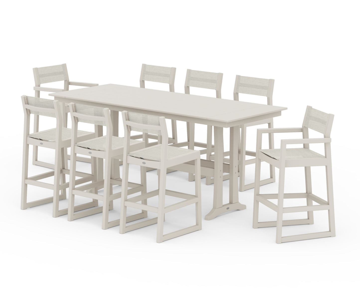 EDGE Sling 9-Piece Farmhouse Bar Set with Trestle Legs