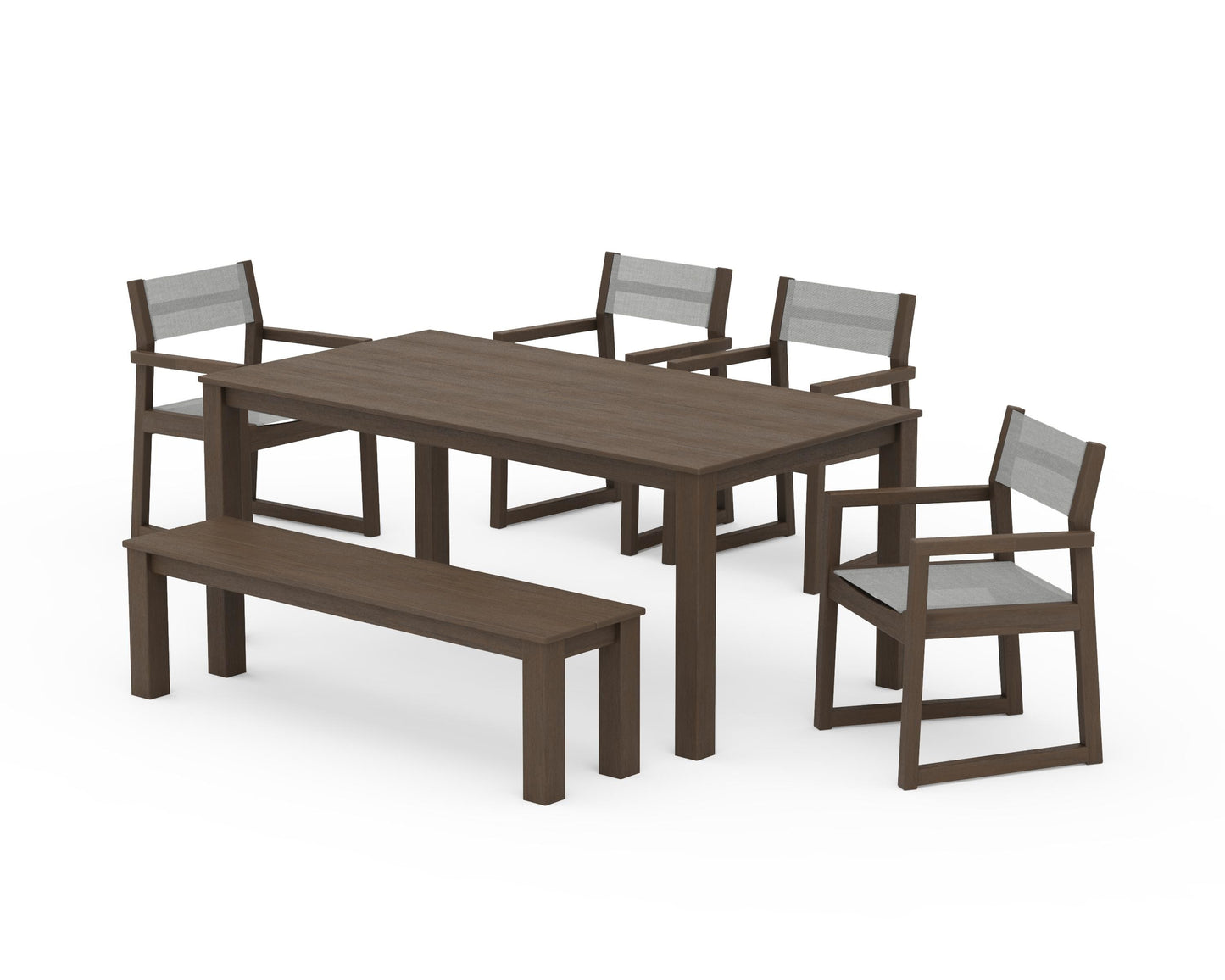 EDGE Sling Arm Chair 6-Piece Parsons Dining Set with Bench