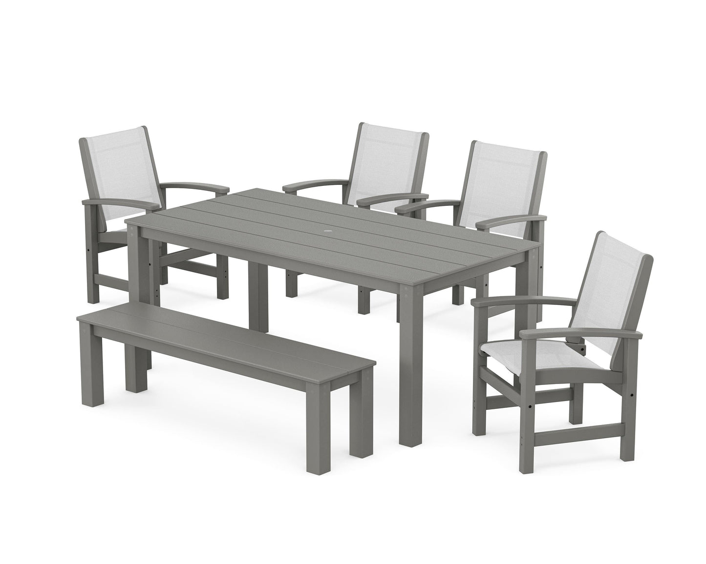 Coastal 6-Piece Parsons Dining Set with Bench