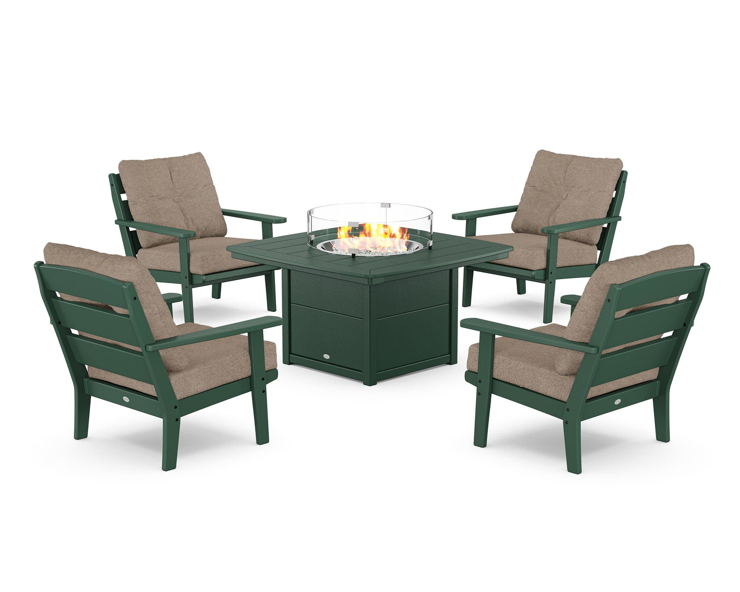 Lakeside 5-Piece Deep Seating Set with Nautical Fire Pit Table