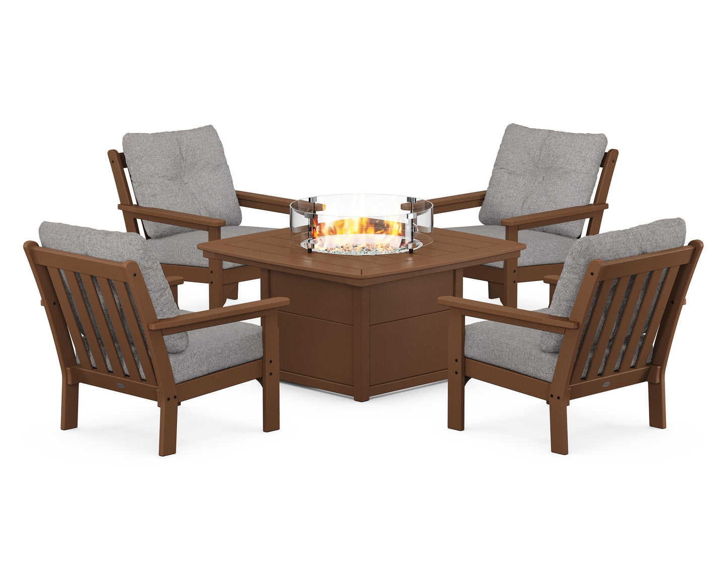 Vineyard 5-Piece Conversation Set with Fire Pit Table