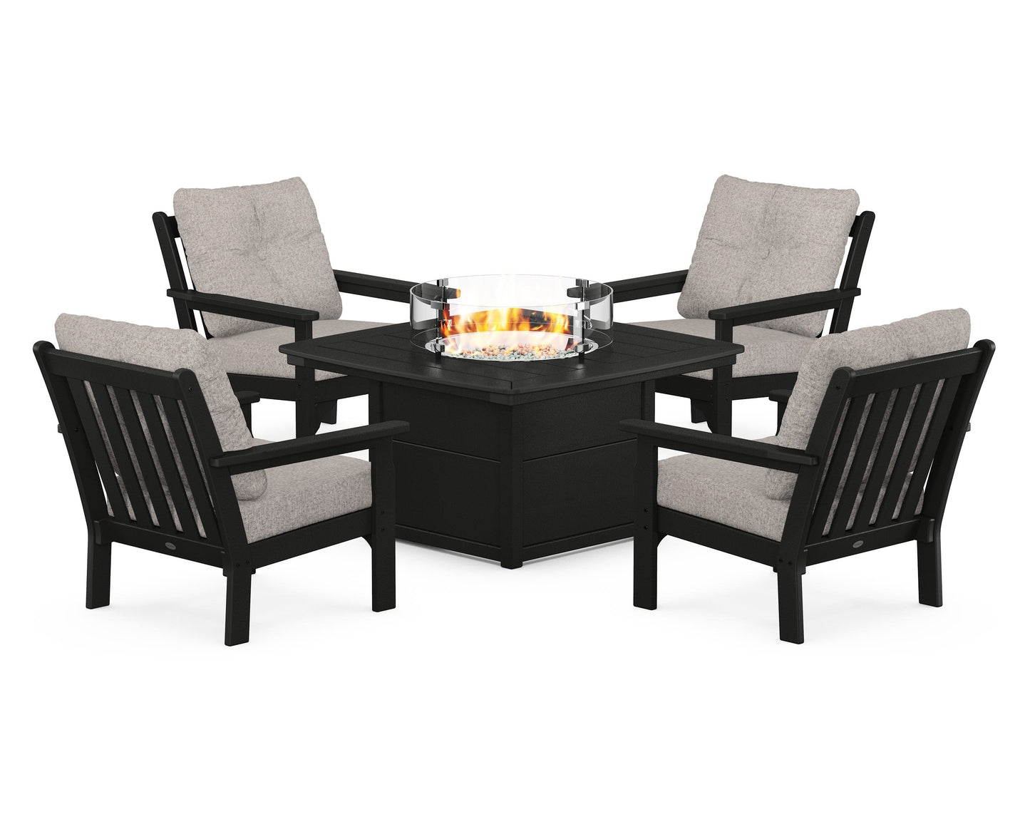Vineyard 5-Piece Conversation Set with Fire Pit Table