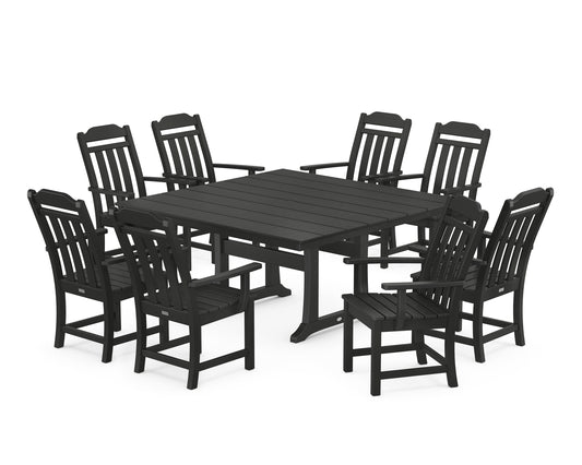 Country Living 9-Piece Square Farmhouse Dining Set with Trestle Legs