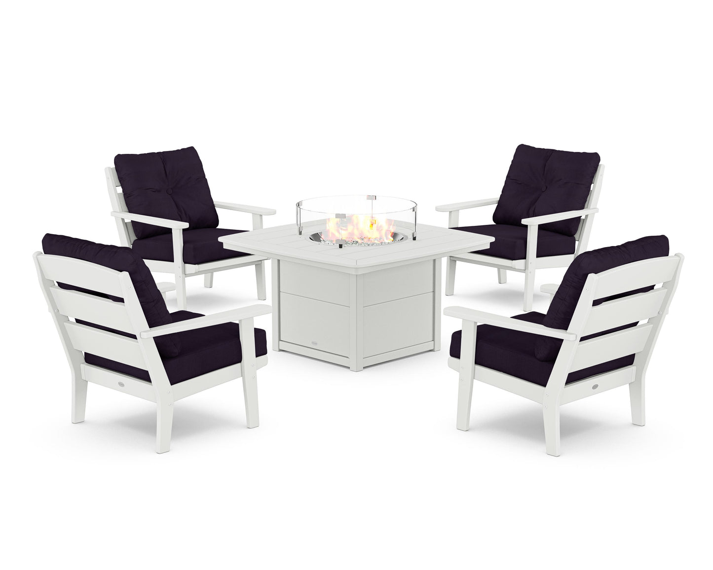 Lakeside 5-Piece Deep Seating Set with Nautical Fire Pit Table