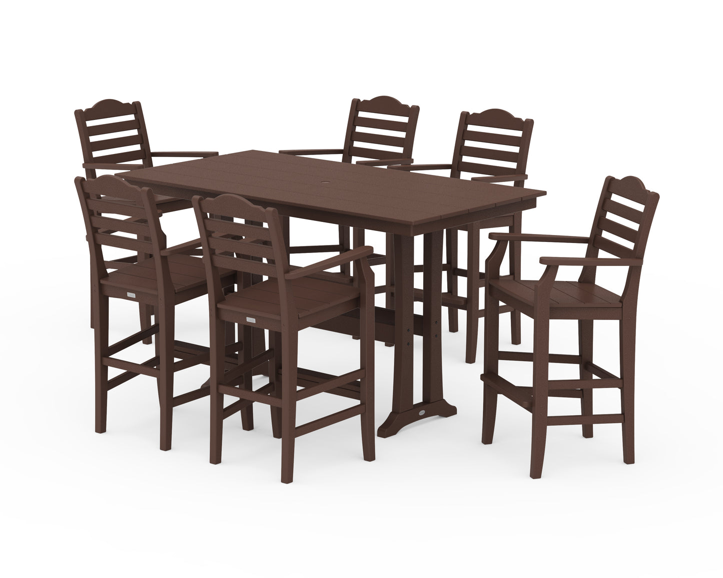 Savannah Arm Chair 7-Piece Farmhouse Bar Set with Trestle Legs