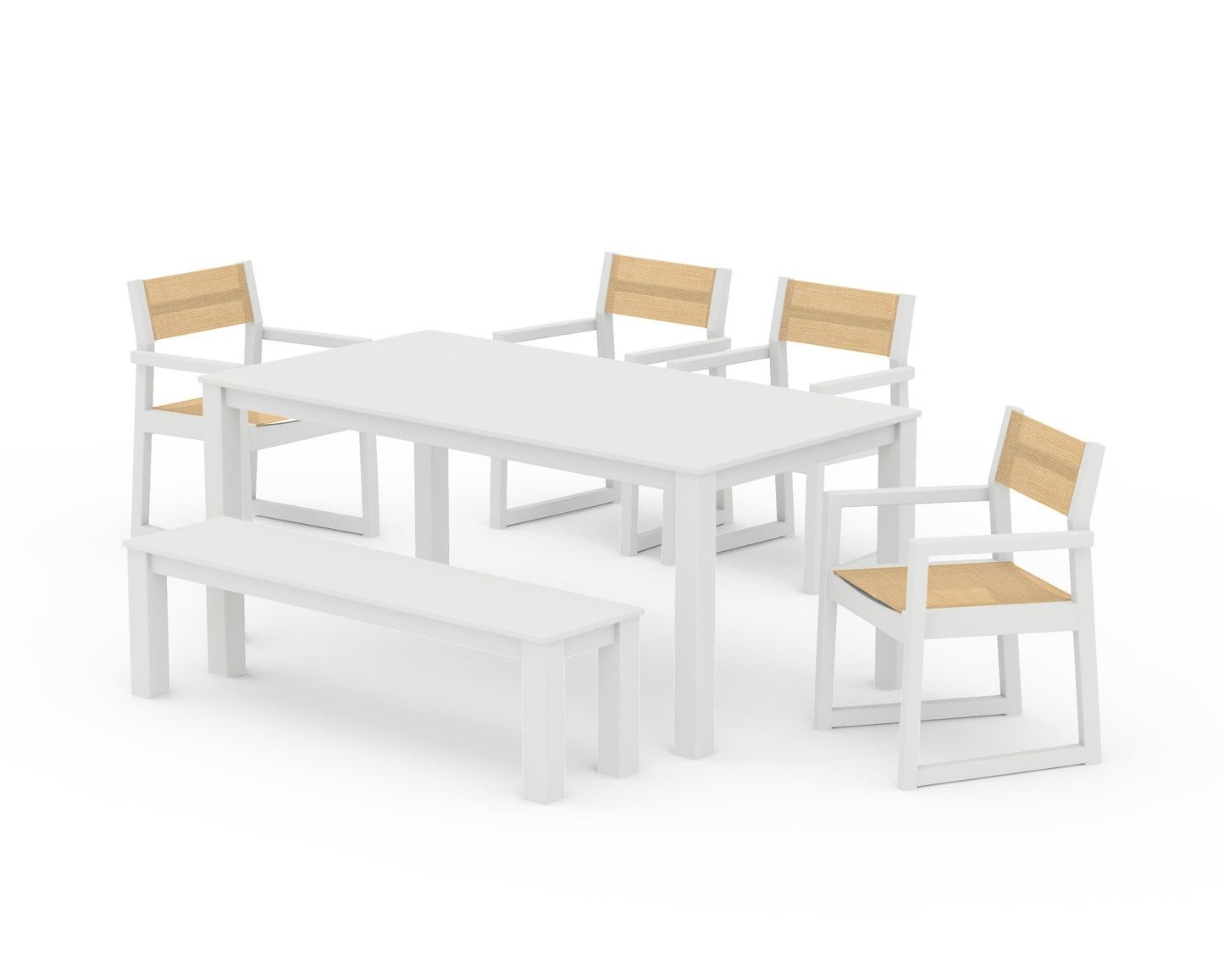 EDGE Sling Arm Chair 6-Piece Parsons Dining Set with Bench