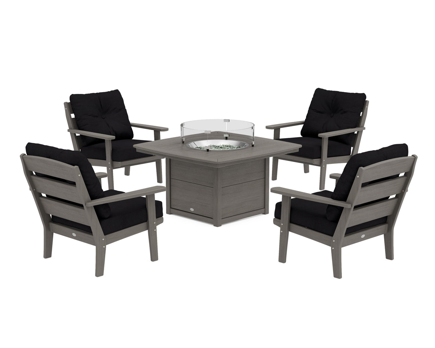 Lakeside 5-Piece Deep Seating Set with Nautical Fire Pit Table