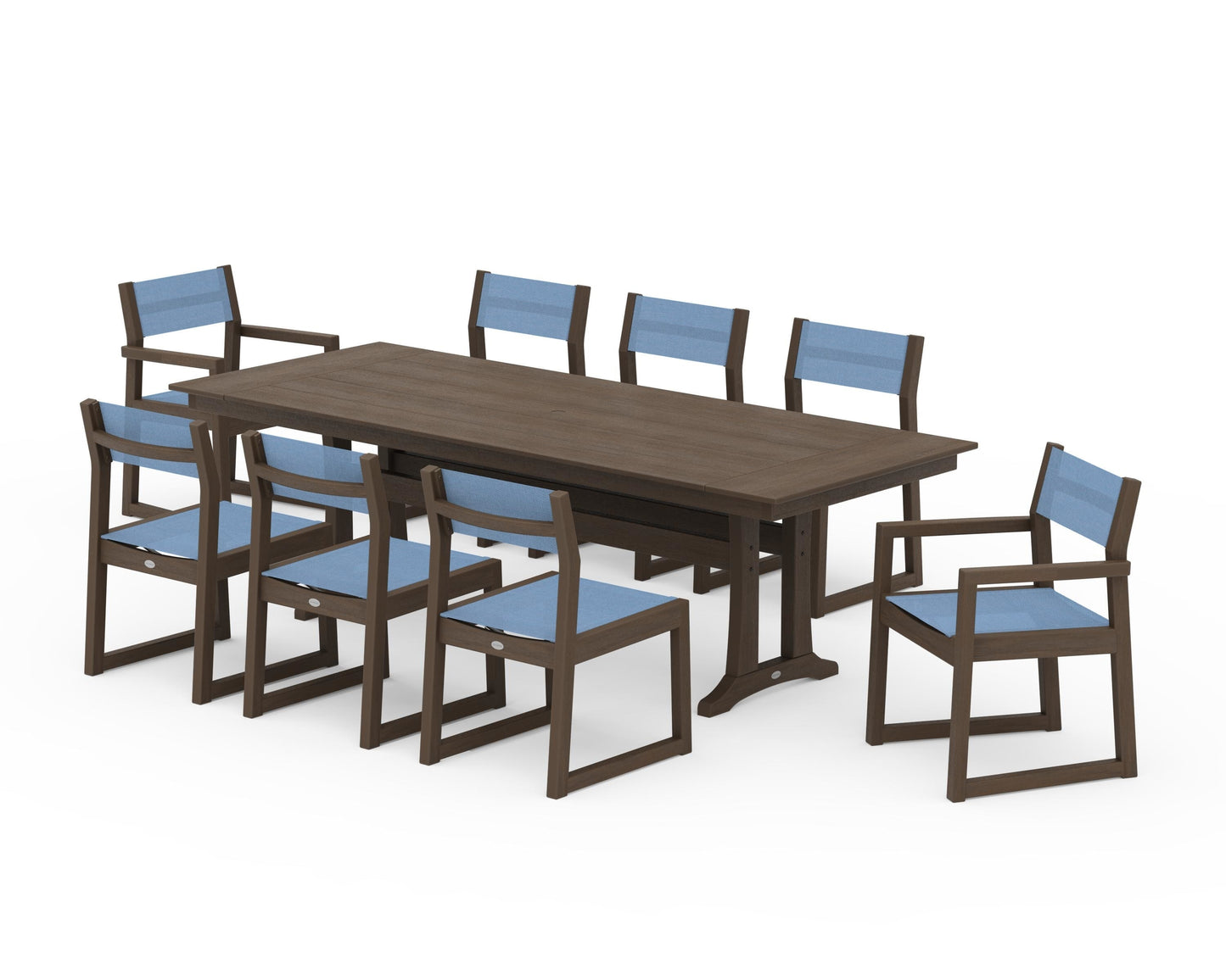 EDGE Sling 9-Piece Farmhouse Trestle Dining Set