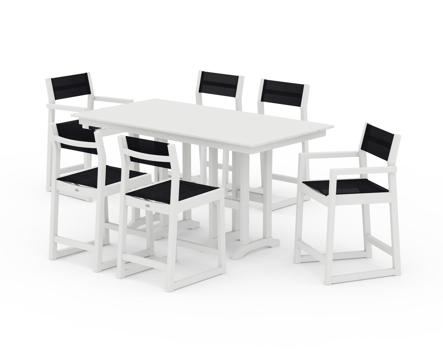 EDGE Sling 7-Piece Farmhouse Counter Set with Trestle Legs