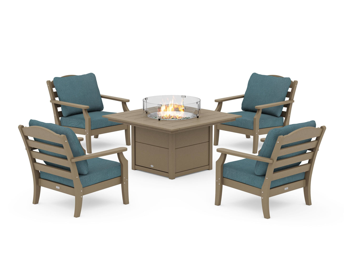 Savannah 5-Piece Deep Seating Set with Fire Pit Table