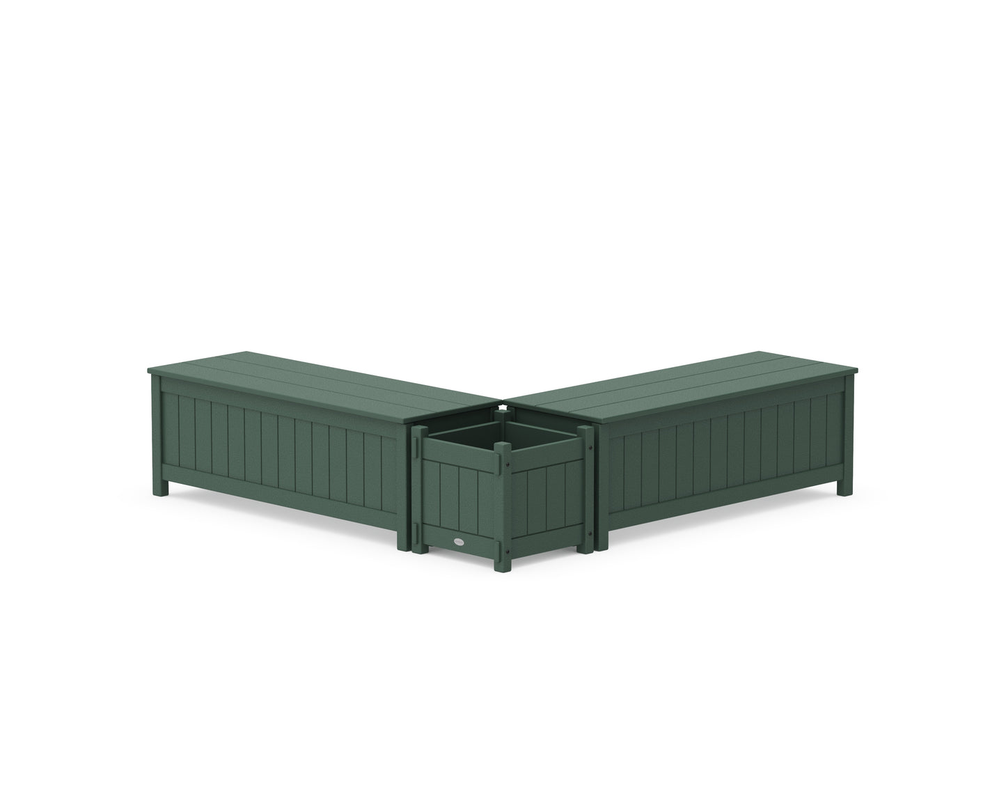 48" Vineyard L- Shaped Planter Storage Bench Set