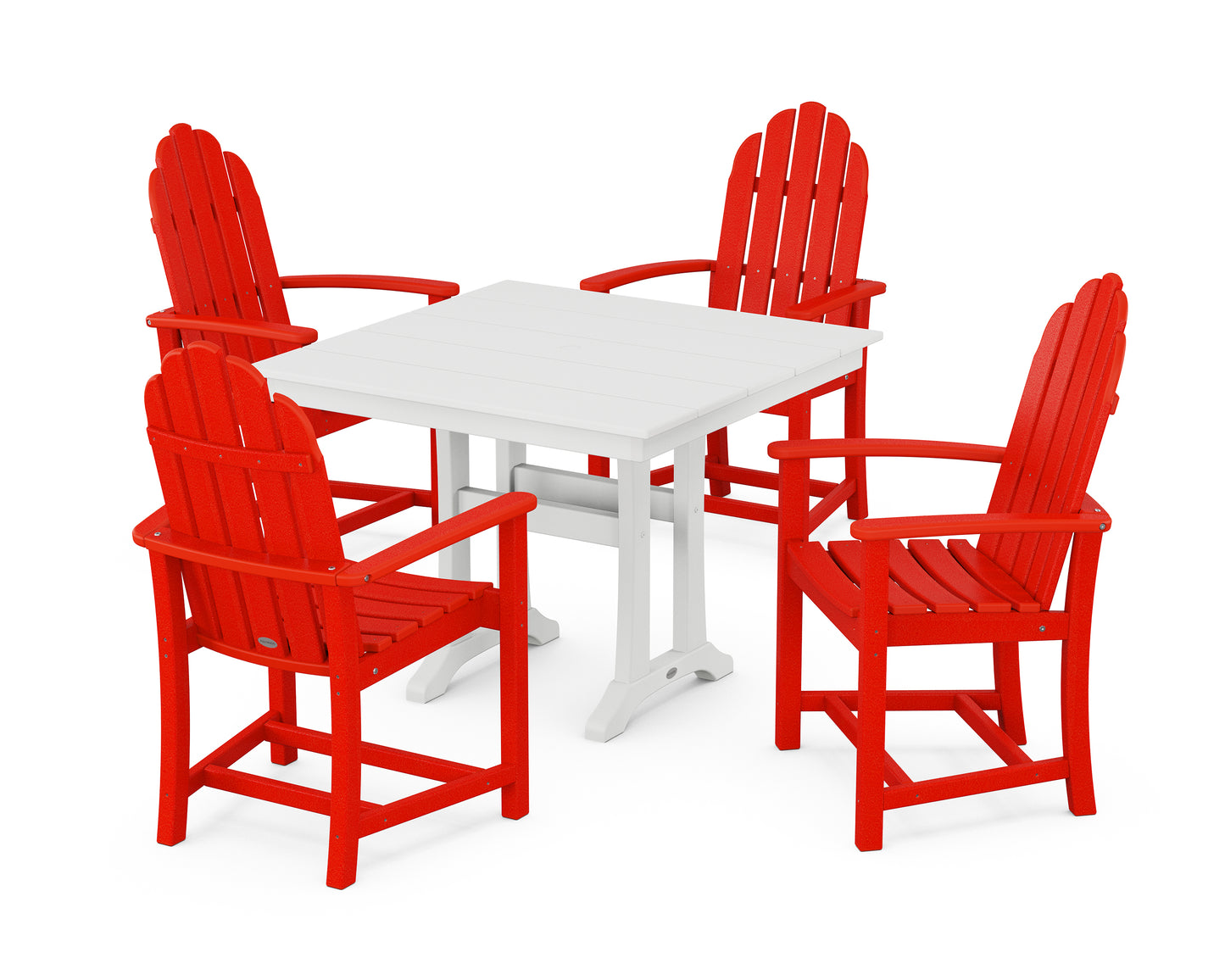 Classic Adirondack 5-Piece Farmhouse Dining Set With Trestle Legs