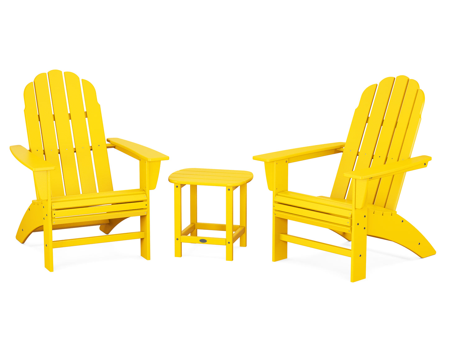 Vineyard 3-Piece Curveback Adirondack Set with South Beach 18" Side Table