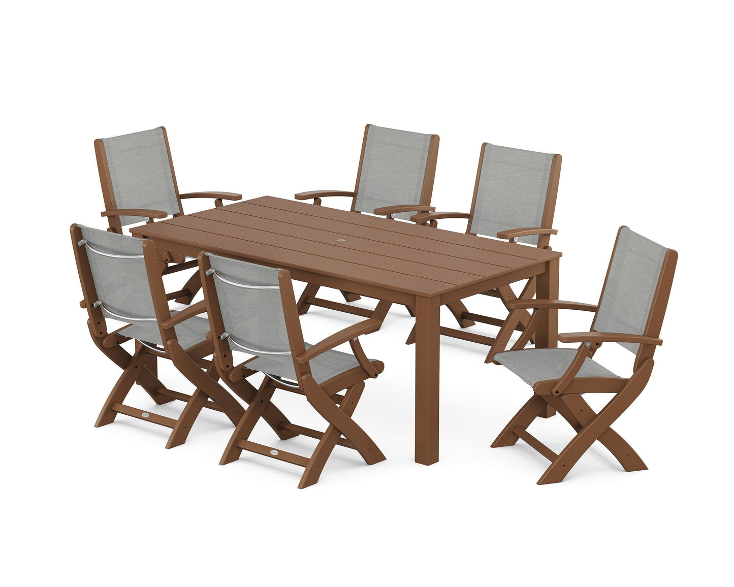 Coastal Folding Chair 7-Piece Parsons Dining Set