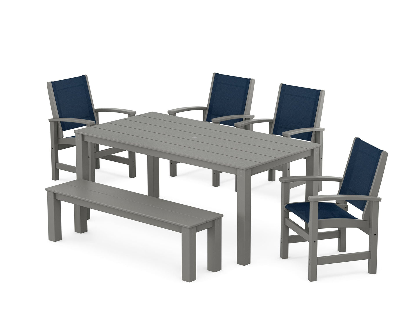 Coastal 6-Piece Parsons Dining Set with Bench