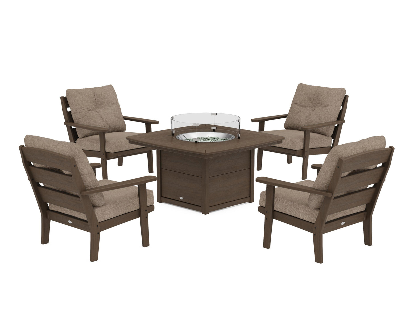 Lakeside 5-Piece Deep Seating Set with Nautical Fire Pit Table